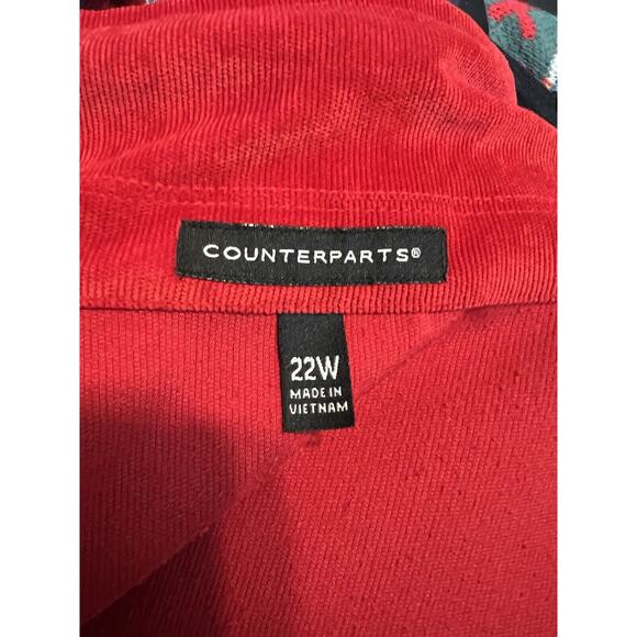 Red Corduroy Blazer Womens Sz 22 Plus Size Jacket Career Wear Trending Holiday - Picture 10 of 14
